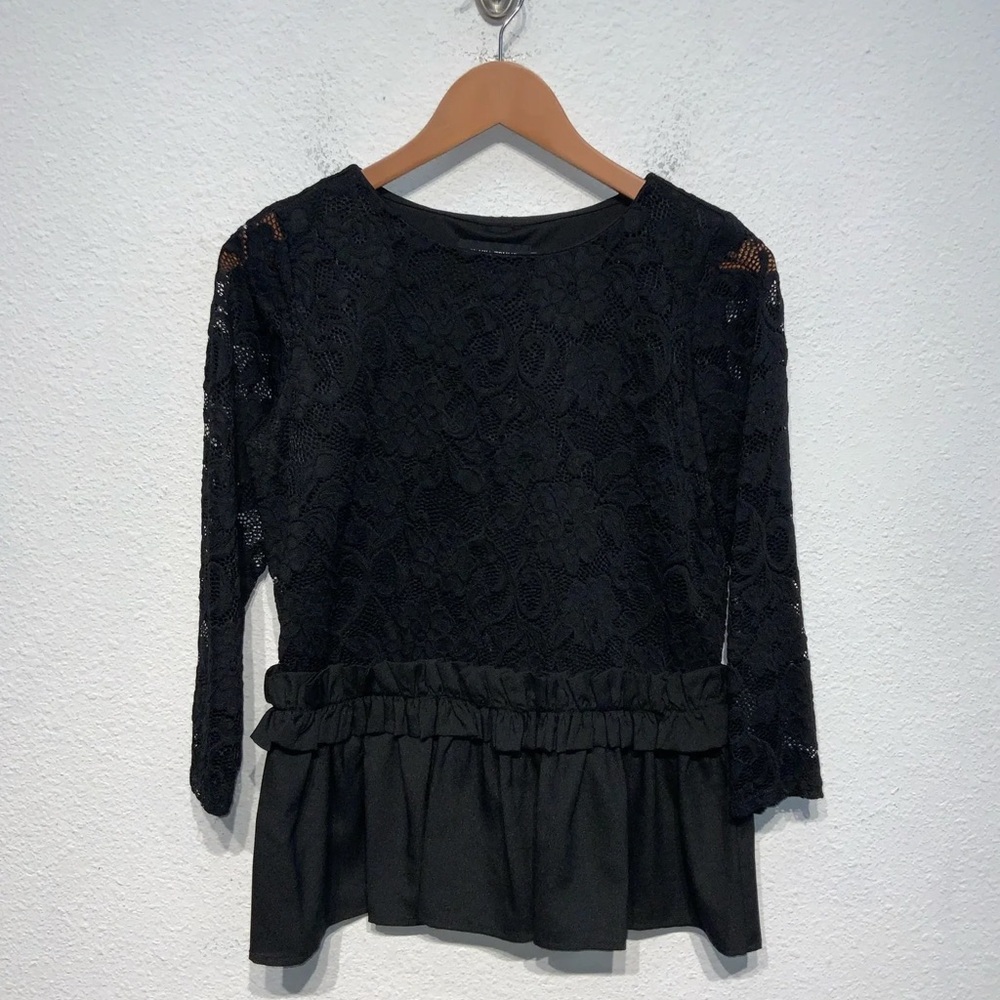 Ivanka Trump Black Lace Peplum Blouse
